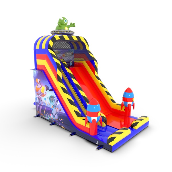 Inflatable slide in the theme of space with side walls