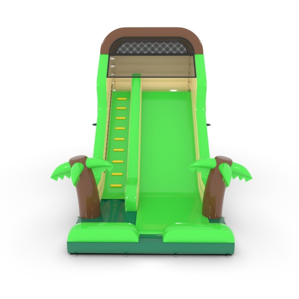 Inflatable slide with print of a jungle with side walls