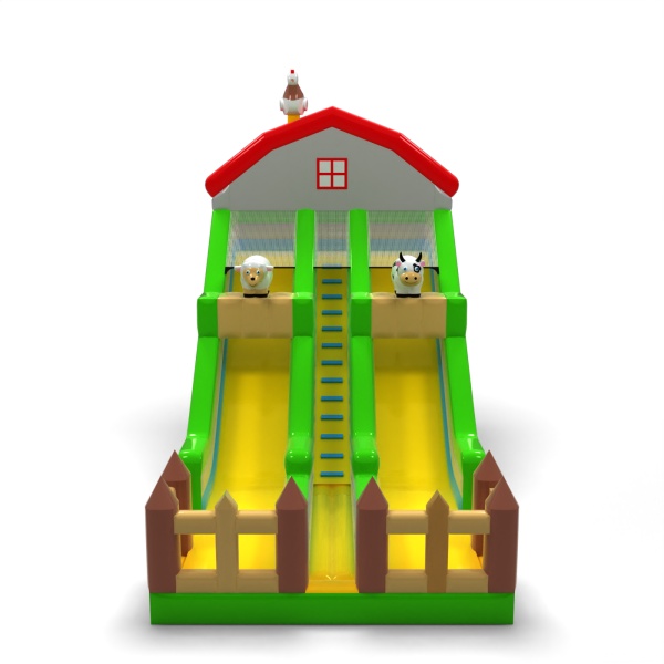 Larger inflatable slide in the farm theme