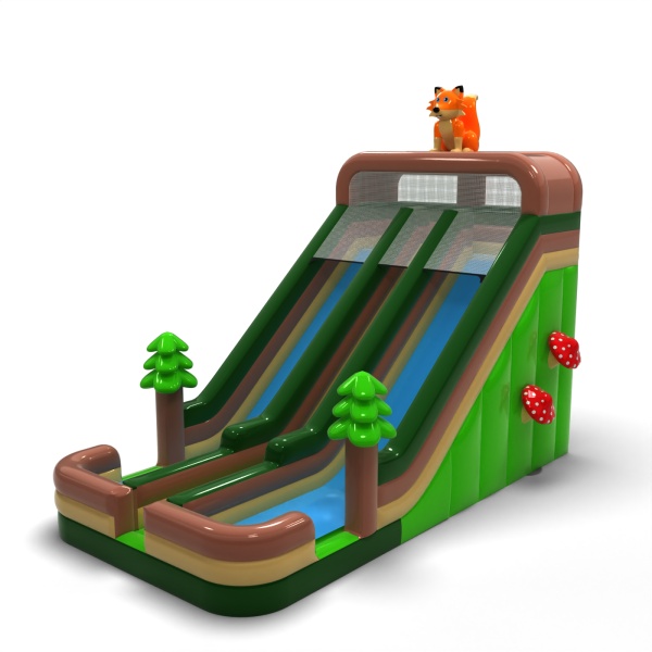 Double larger inflatable slide in the forest theme