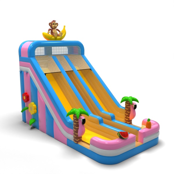 Double larger inflatable slide in the Hawaiian theme