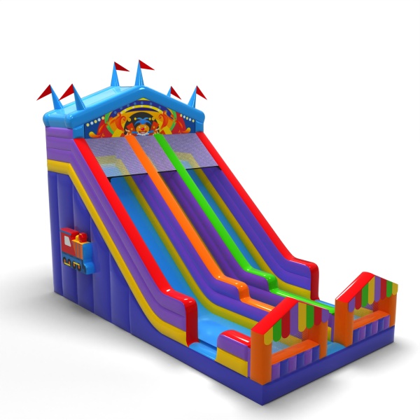 Double larger inflatable slide in the fairground theme
