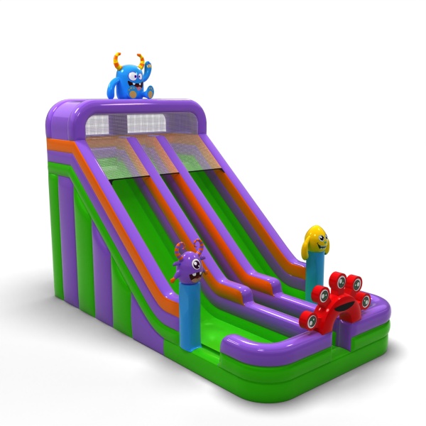 Double larger inflatable slide in the monster theme