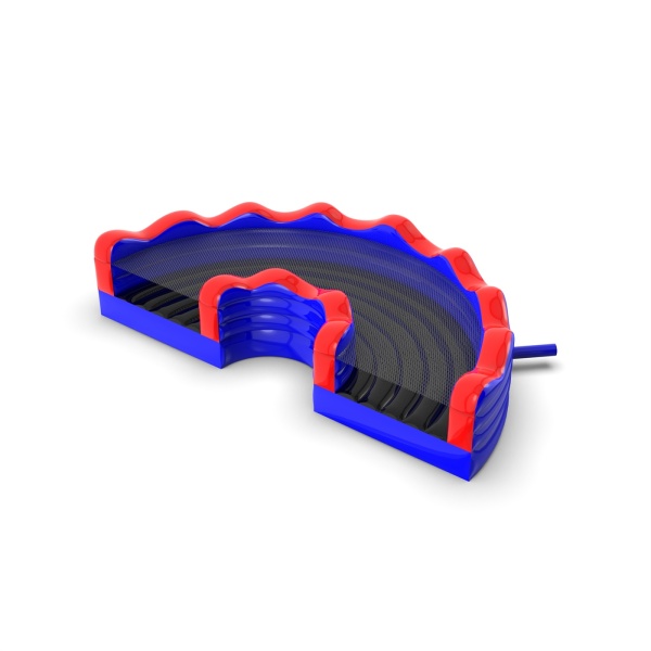 Inflatable connector for obstacle courses - open