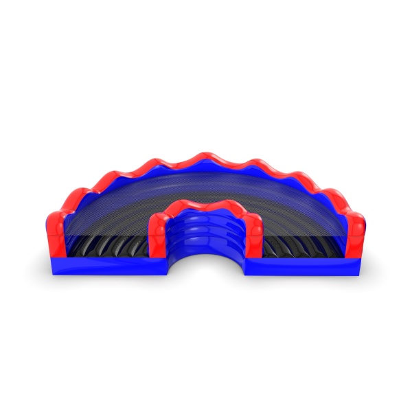 Inflatable connector for obstacle courses - open
