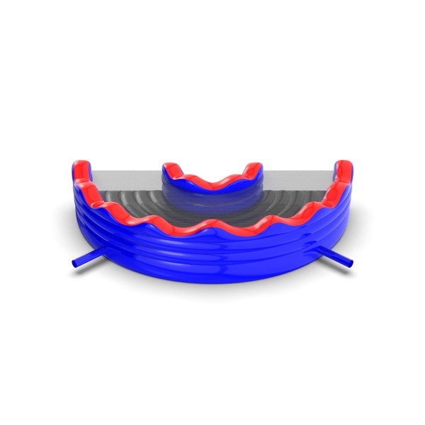 Inflatable connector for obstacle courses - open
