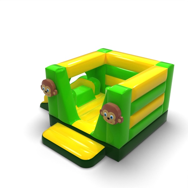 Small enclosed inflatable castle with slide - in the jungle theme