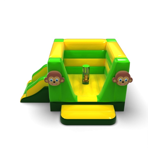 Small enclosed inflatable castle with slide - in the jungle theme