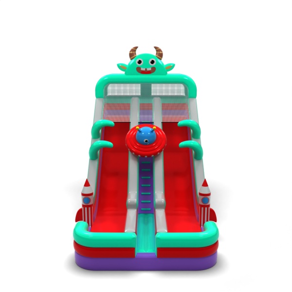 Double larger inflatable slide in the space theme