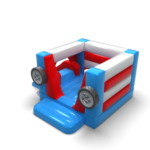 Small enclosed inflatable castle with slide - in the car theme
