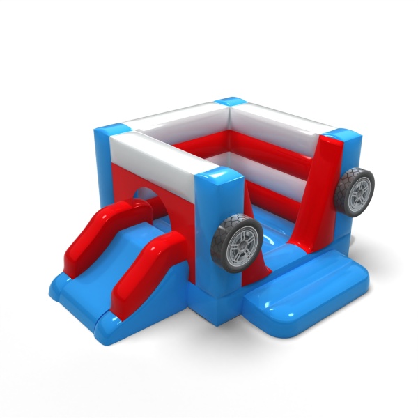 Small enclosed inflatable castle with slide - in the car theme