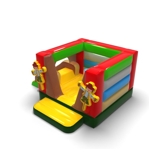 Small enclosed inflatable castle with slide - in the farm theme