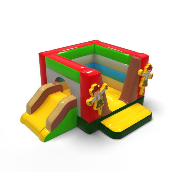 Small enclosed inflatable castle with slide - in the farm theme