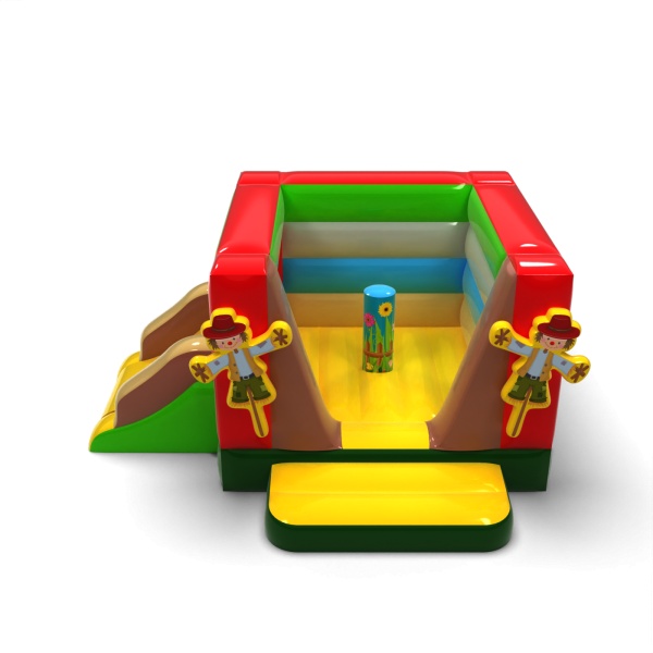 Small enclosed inflatable castle with slide - in the farm theme