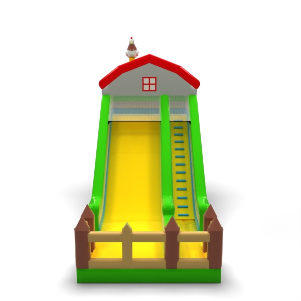 Larger inflatable slide in the farm theme