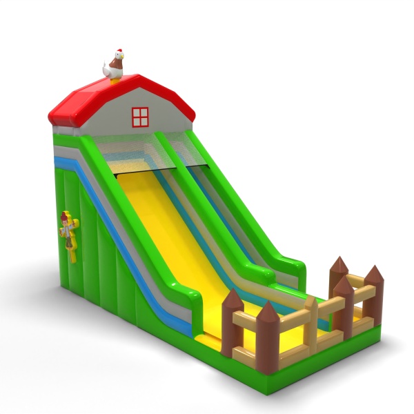 Larger inflatable slide in the farm theme