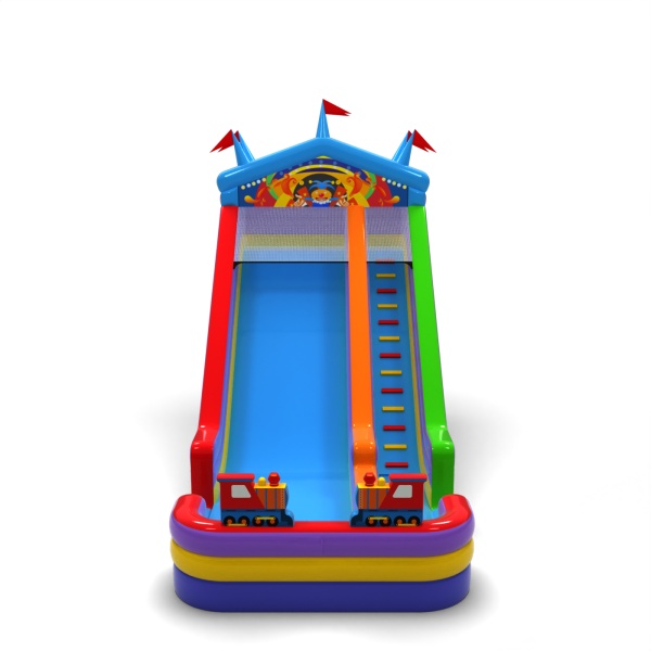 Larger inflatable slide in the fairground theme