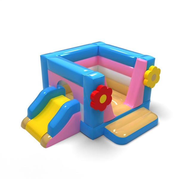 Small enclosed inflatable castle with slide - in the Hawaiian theme