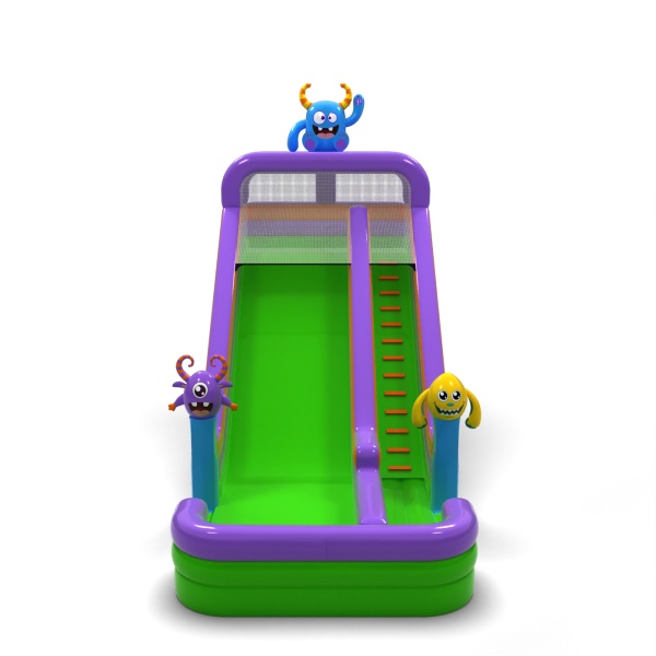 Larger inflatable slide in the monster theme