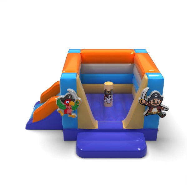 Small enclosed inflatable castle with slide - in the pirate theme