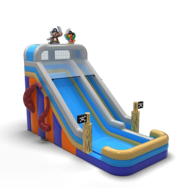 Larger inflatable slide in the pirate theme
