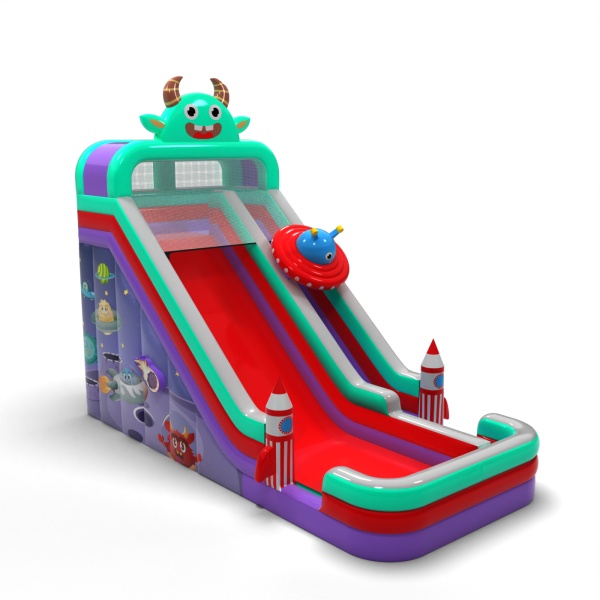 Larger inflatable slide in the space theme