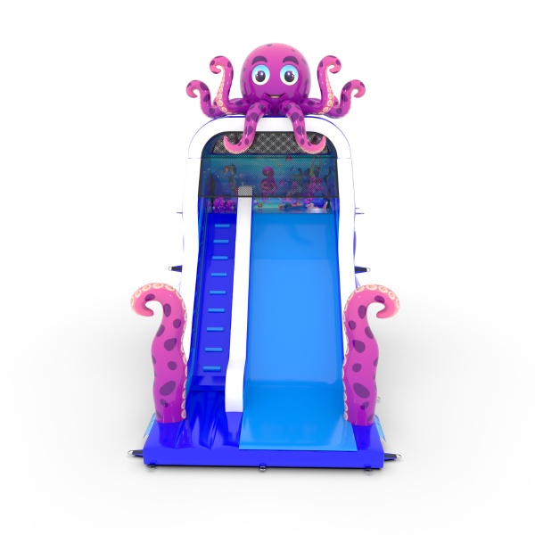 Inflatable slide Octopus with print in a marine theme