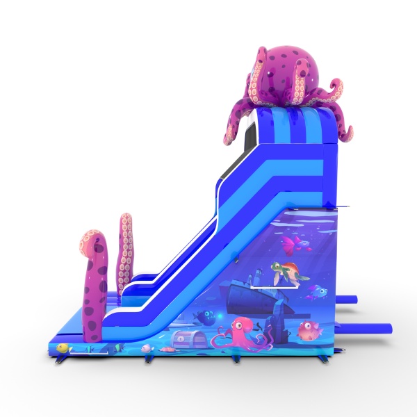 Inflatable slide Octopus with print in a marine theme
