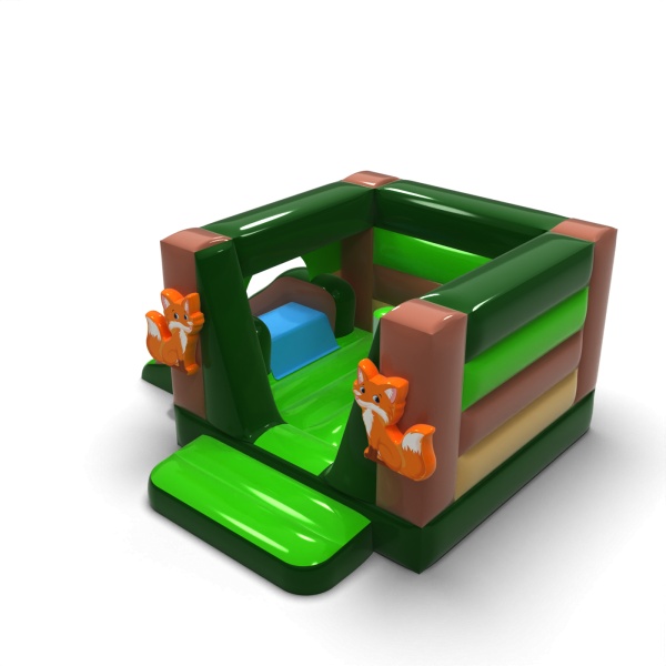 Small enclosed inflatable castle with slide - in the forest theme