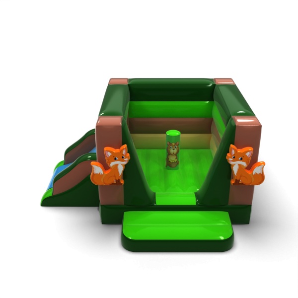 Small enclosed inflatable castle with slide - in the forest theme