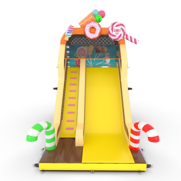 Inflatable slide with print in the candy theme