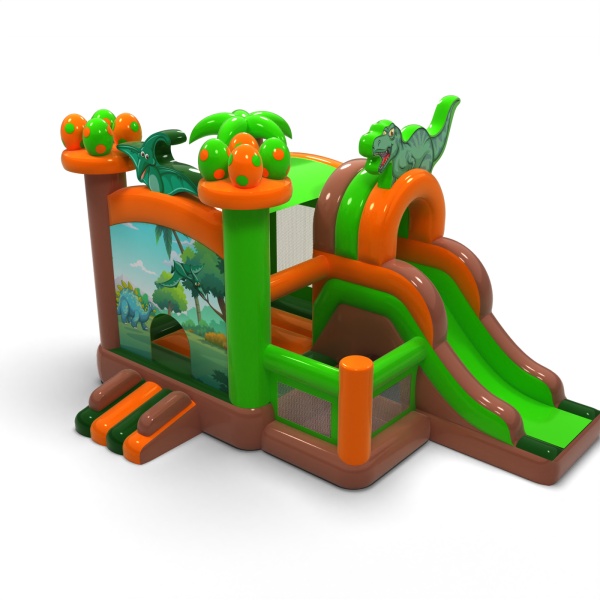 Inflatable castle combo with a dinosaur theme