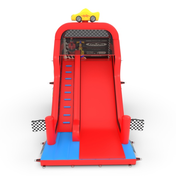 Inflatable slide with print in the car theme