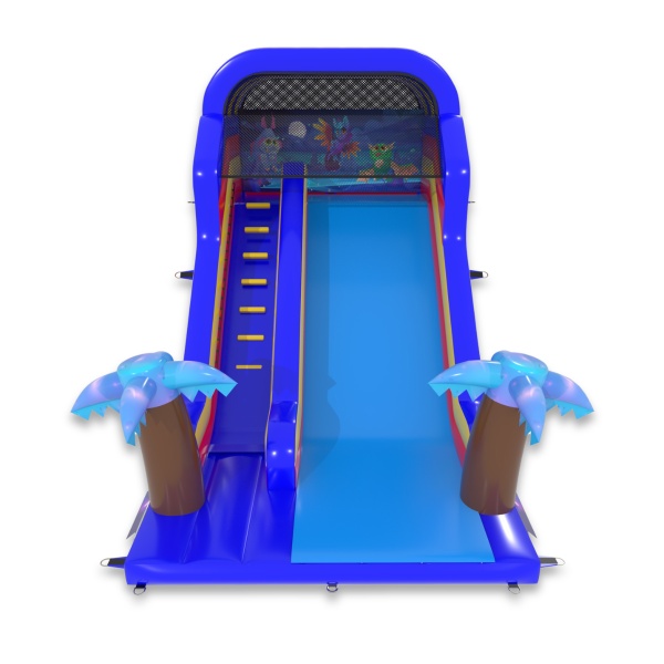 Inflatable slide with a magical land print