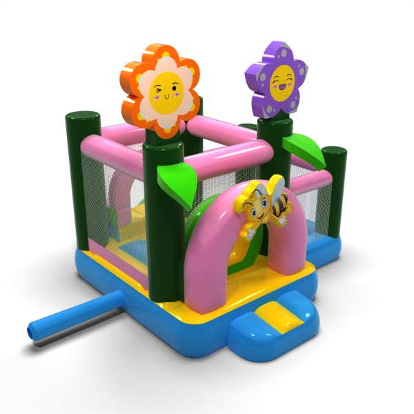 Small inflatable castle with a dry ball pit for children - spring