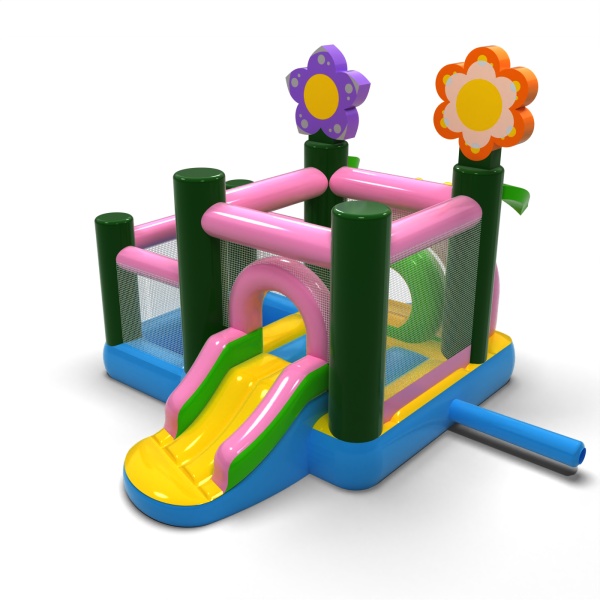 Small inflatable castle with a dry ball pit for children - spring
