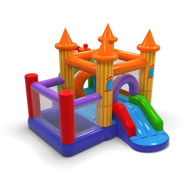 Small inflatable castle with a dry ball pit for children - amusement park
