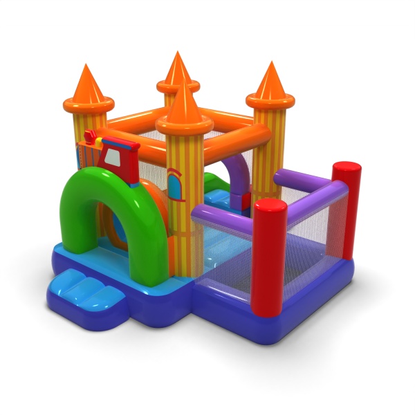 Small inflatable castle with a dry ball pit for children - amusement park