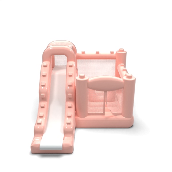 Small inflatable castle with slide for children - pastel pink
