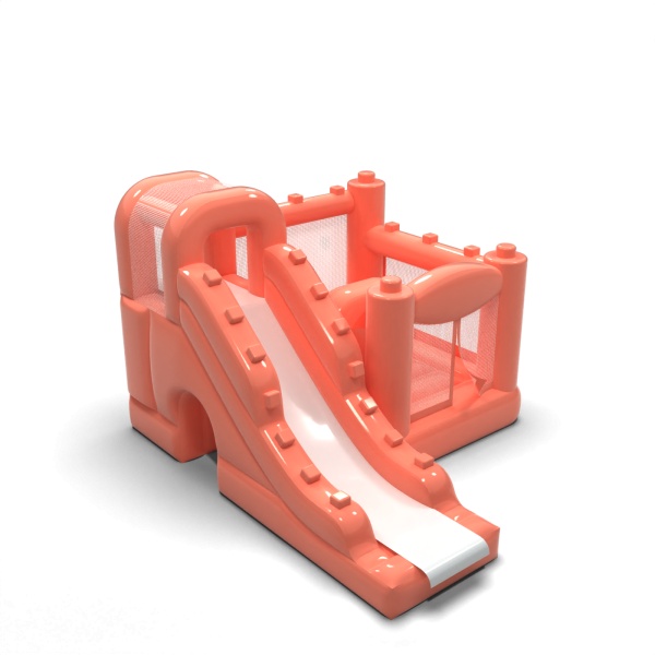 Small inflatable castle with slide for children - dusty pink