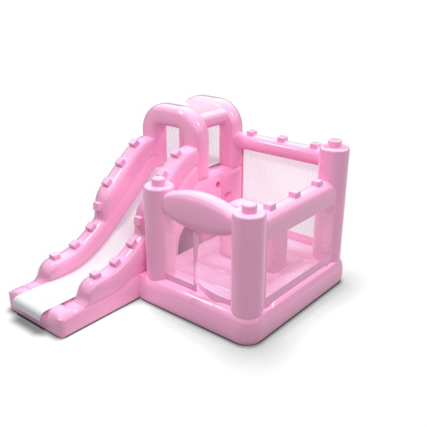 Small inflatable castle with slide for children - powder pink