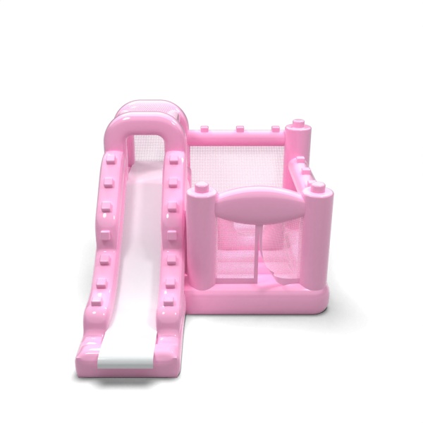 Small inflatable castle with slide for children - powder pink