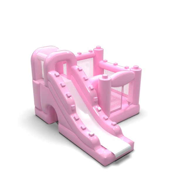 Small inflatable castle with slide for children - powder pink