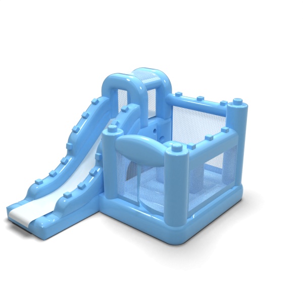 Small inflatable castle with slide for children - pastel blue