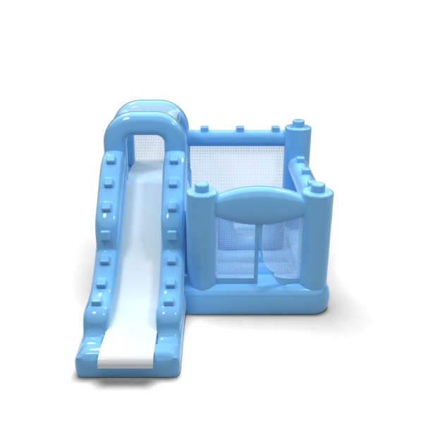 Small inflatable castle with slide for children - pastel blue