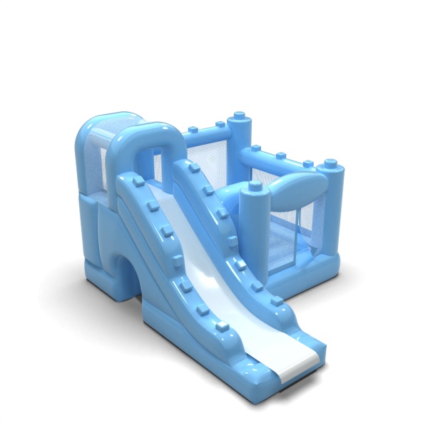Small inflatable castle with slide for children - pastel blue