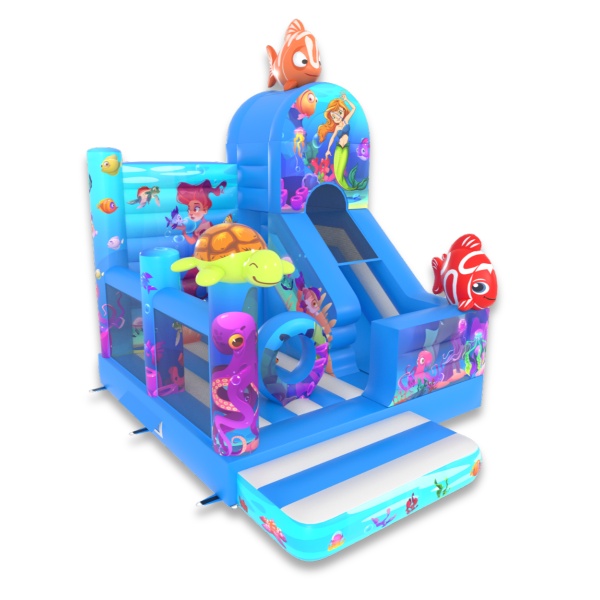 Inflatable with combo slide in a marine theme
