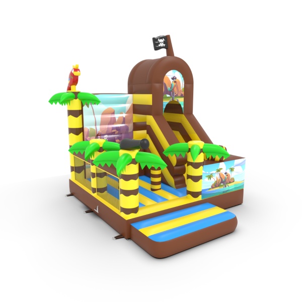 Inflatable with combo slide with print in the pirate theme