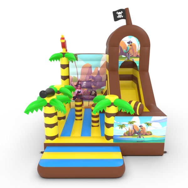 Inflatable with combo slide with print in the pirate theme