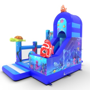 Inflatable with combo slide...